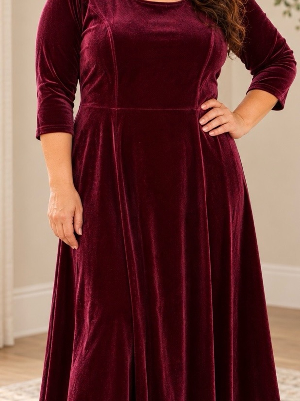 Dress Tells Burgundy Velvet Midi Size 2XL